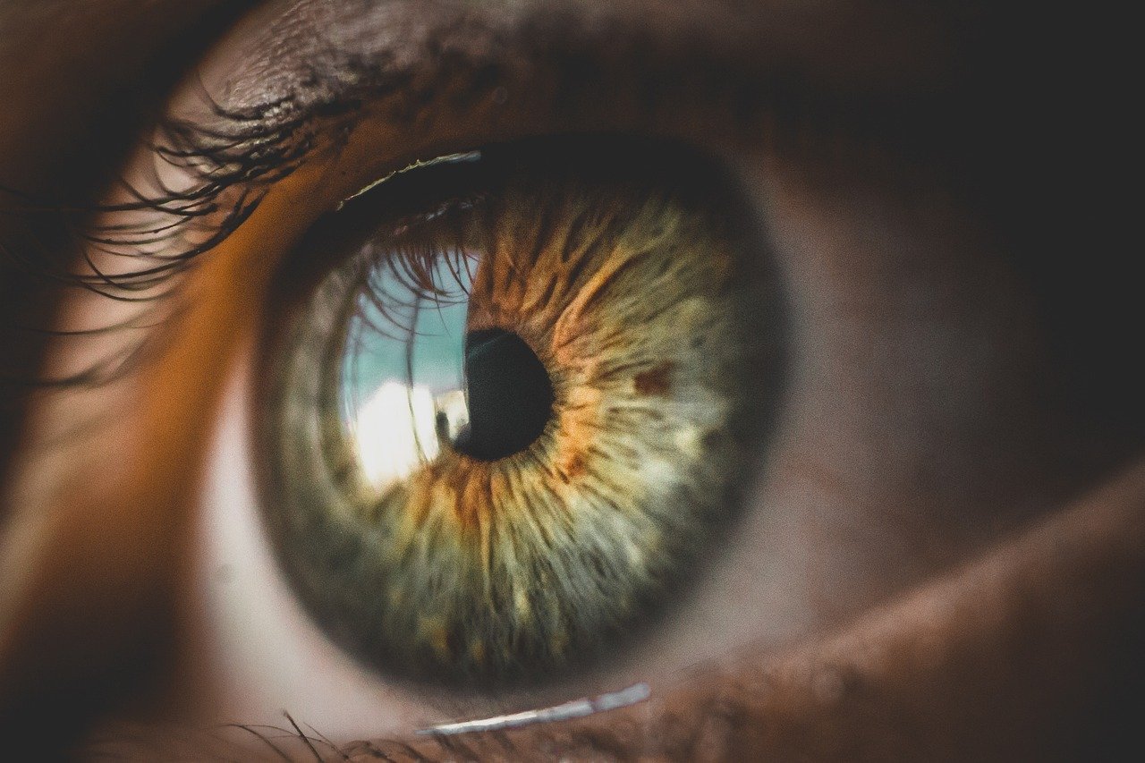 Close-up of an eye with a vivid green iris, illustrating the need for attentive care for eye health